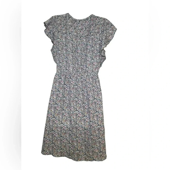 Monteau Los Angeles Floral Ruffle Sleeve Knot Front Mini Dress Size Large - Picture 4 of 6